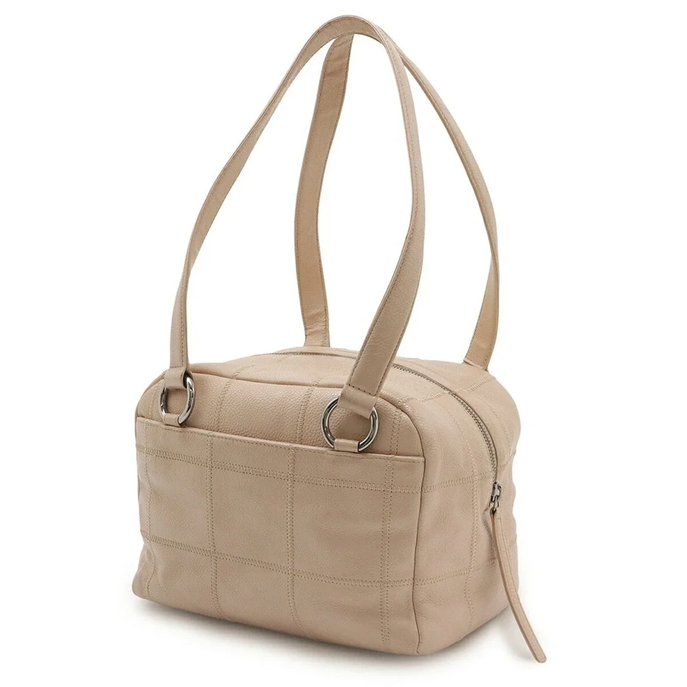 CHANEL Cream Caviar Leather Shoulder Bag
